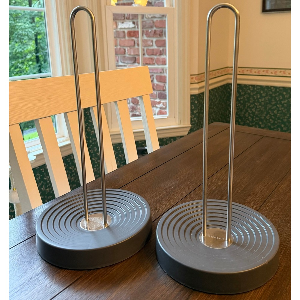 Kohler Set of 2 Paper Towel Holders Stainless Steel Grey Weighted Base Modern